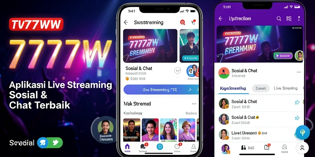 Antarmuka pengguna 7777W yang menarik dan interaktif saat live streaming.