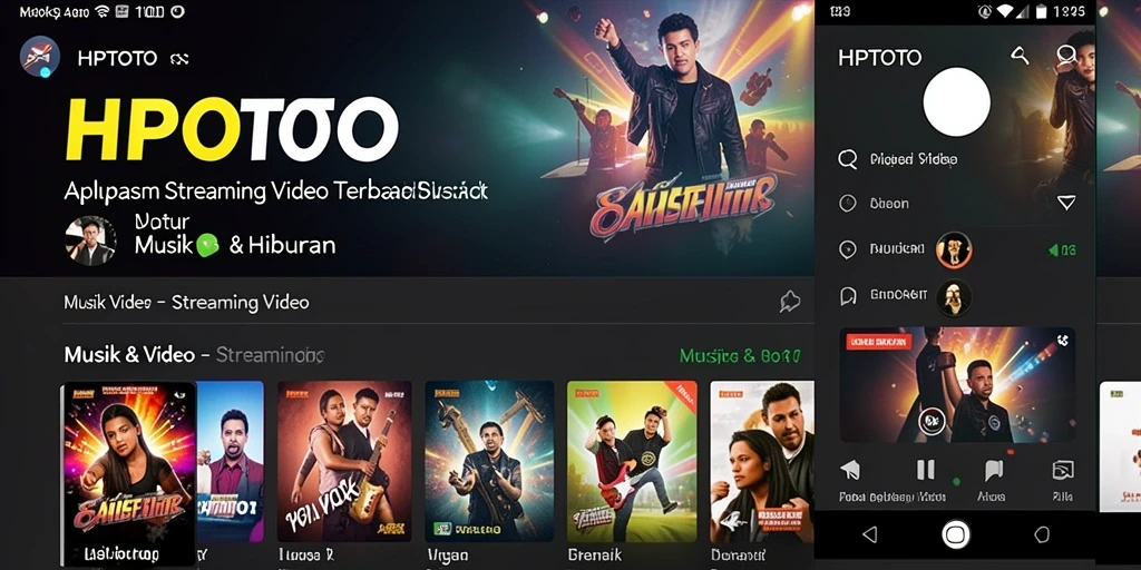 Antarmuka HPTOTO menampilkan pilihan video musik yang menarik.