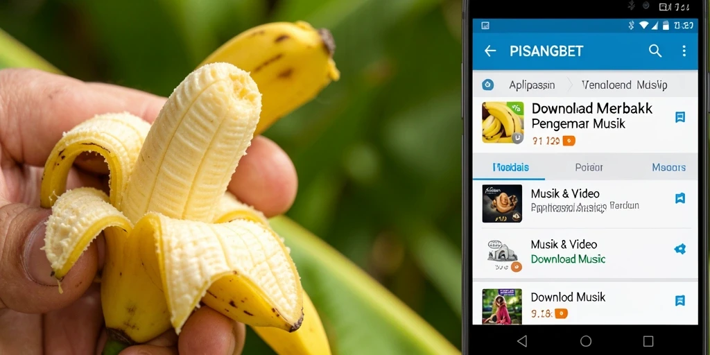 Antarmuka aplikasi PISANGBET yang sederhana dengan berbagai fitur Download Musik.