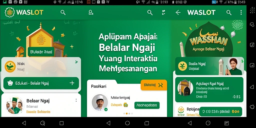 Antarmuka pengguna WASLOT yang menarik dan fungsional untuk belajar ngaji.